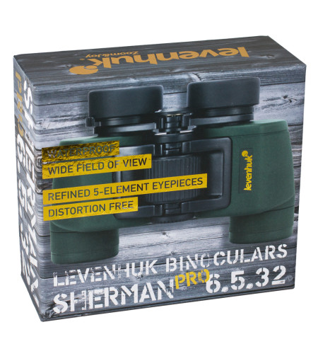 Levenhuk Sherman PRO 6.5x32 Компактный, Влагостойкий  Бинокль с Призмой Порро