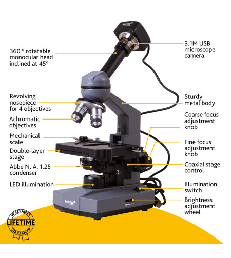 Levenhuk D320L PLUS 3.1M Digital Monocular Microscope