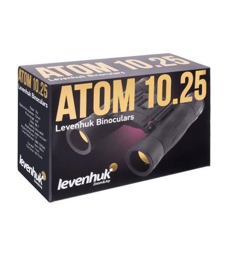 Levenhuk Atom 10x25  Компактный, Влагостойкий, Карманный Бинокль с Призмой Руф