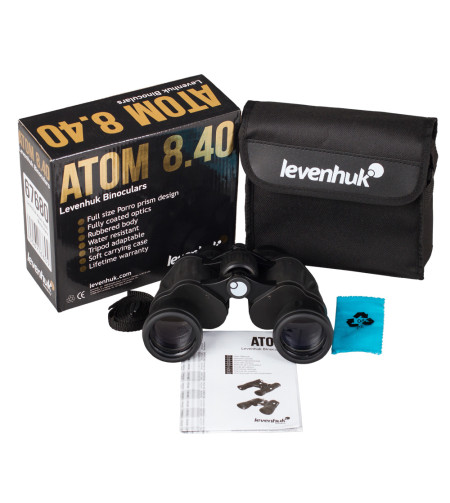 Levenhuk Atom 8x40 Компактный, Влагостойкий Бинокль с Призмой Порро