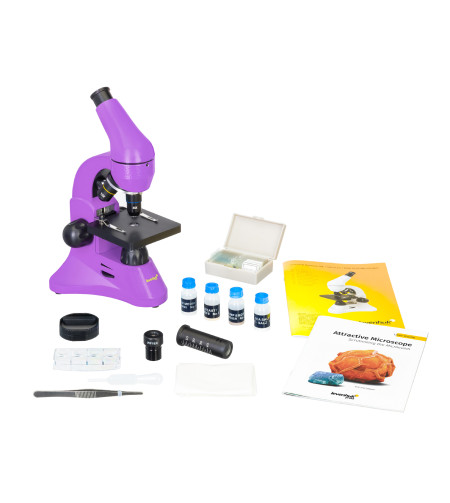 Microscope Levenhuk Rainbow 50L PLUS Amethyst 64x–1280x with experimental kit K50