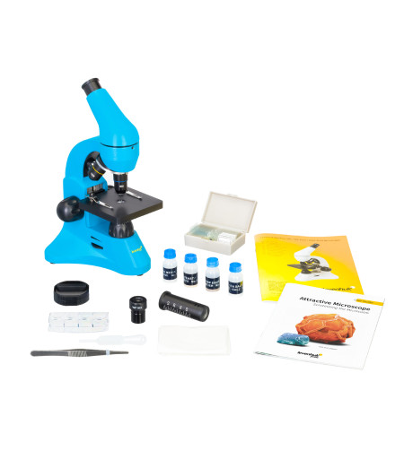 Microscope Levenhuk Rainbow 50L PLUS Azure 64x–1280x with experimental kit K50