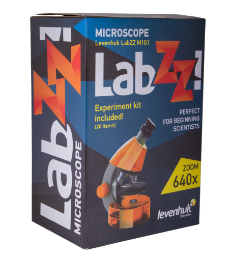 Микроскоп для детей Levenhuk LabZZ M101 Orange, 40x-640x, с набором для экспериментов