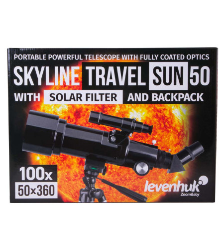 Телескоп Levenhuk Skyline Travel Sun 50 50/360 <135x с включенным рюкзаком и солнцезащитны