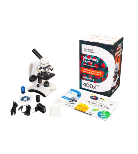 Discovery Femto Polar digital microscope with book