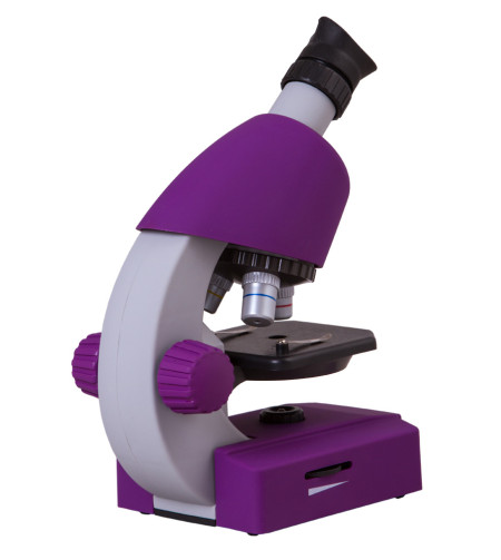 Microscope, Bresser Junior 40x-640x, violet with experiment kit, with phone adaptor