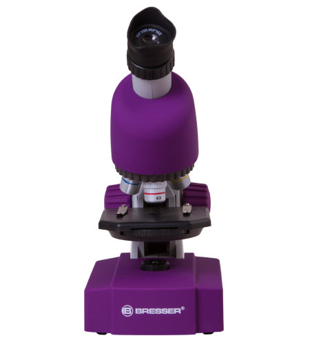 Microscope, Bresser Junior 40x-640x, violet with experiment kit, with phone adaptor