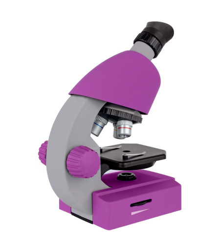 Microscope, Bresser Junior 40x-640x, violet with experiment kit, with phone adaptor