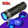 Mini Portable Flashlight 9 LED UV Ultra Violet Torch Light Lamp Flashlight