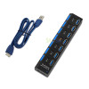 7 port USB 2.0 3.0 HUB W/ Power On/Off Switch High Speed Adapter Cable For PC RF