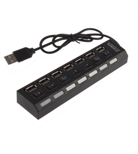 7 port USB 2.0 3.0 HUB W/ Power On/Off Switch High Speed Adapter Cable For PC RF