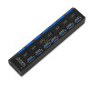 7 port USB 2.0 3.0 HUB W/ Power On/Off Switch High Speed Adapter Cable For PC RF