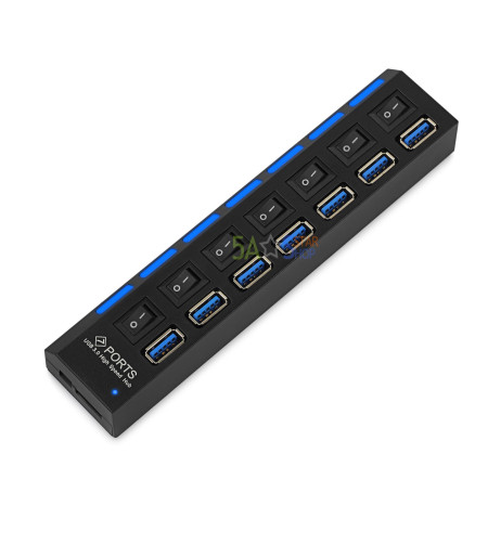 7 port USB 2.0 3.0 HUB W/ Power On/Off Switch High Speed Adapter Cable For PC RF