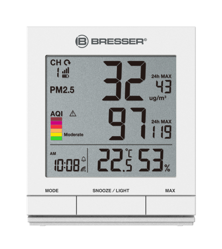 BRESSER PM2.5 / PM10 Измеритель содержания твердых частиц с беспроводным датчиком