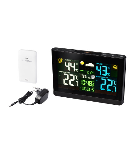 Weather Station with Colour Display,radio controlled, black, BRESSER