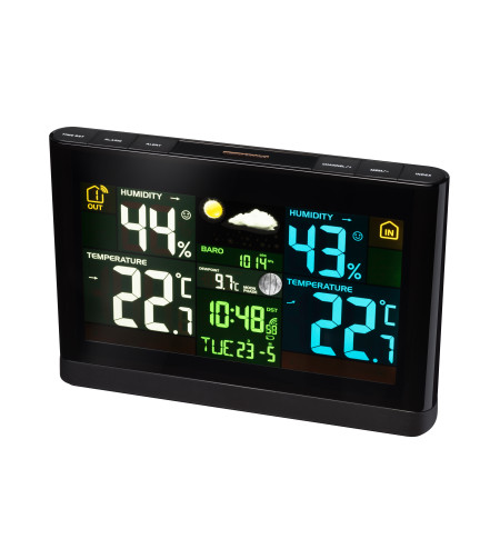 Weather Station with Colour Display,radio controlled, black, BRESSER