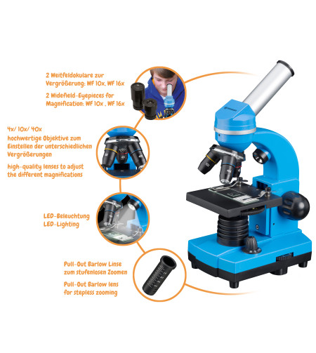 Microscope Bresser Junior Biolux SEL 40–1600x, blue