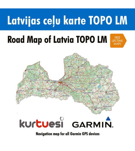 Latvijas Ceļu Karte TOPO LM (Kurtuesi)