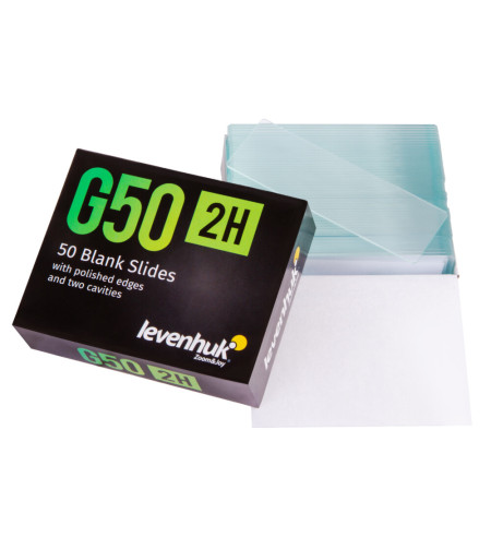 Levenhuk G50 2H Double Cavity Blank Slides, 50 pcs