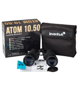 Levenhuk Atom 10x50 Компактный, Влагостойкий  Бинокль с Призмой Порро