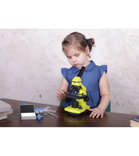 Microscope Levenhuk Rainbow 2L PLUS 64x - 640x Lime with experiment kit K50