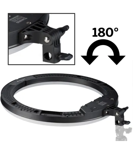 BRESSER STR-48B kahevärviline LED rõngaslamp 48 W koos hämardi ning kaamera ja nutitelefon