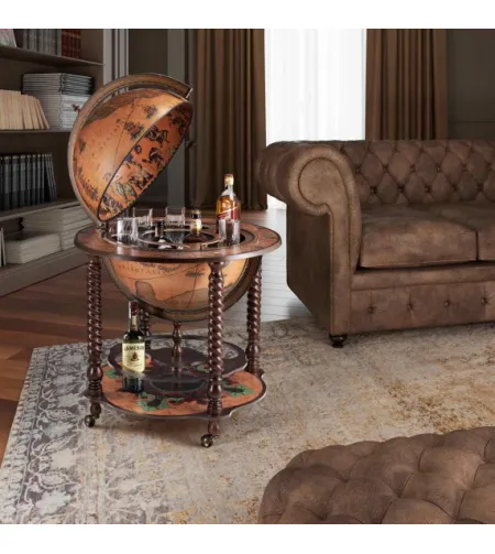 Spiralinės kojos juostos gaublys Zoffoli su didele gėrimų spintele Bacco