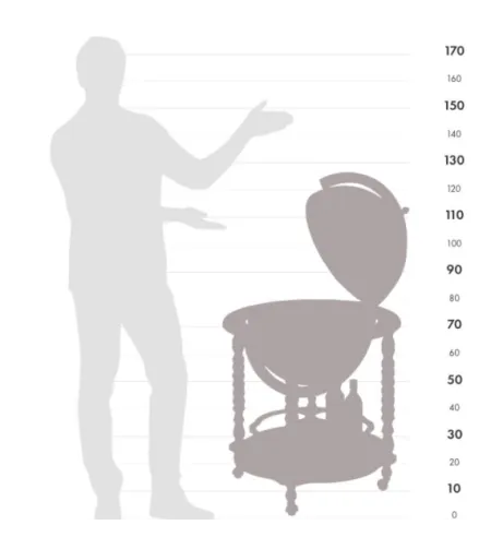Spiralinės kojos juostos gaublys Zoffoli su didele gėrimų spintele Bacco