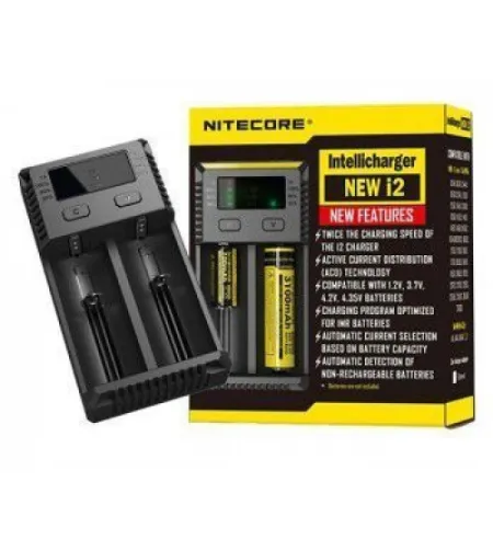 Nitecore Intellicharger i2 Jauns 2-slotu litija jonu NiMH universālais akumulatora lādētāj