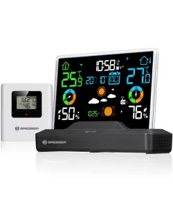 BRESSER Radio-Controlled Colour Weather Station with Frameless Display