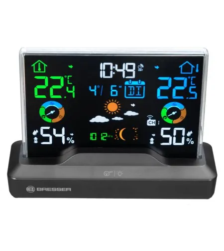 BRESSER Radio-Controlled Colour Weather Station with Frameless Display
