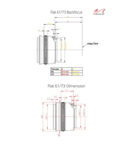 William Optics Flattener Flat73A for ZenithStar 73