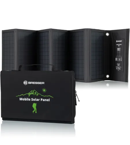 BRESSER mobilais saules enerģijas lādētājs 40 vati ar USB un līdzstrāvas izeju