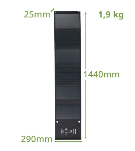 BRESSER mobilais saules enerģijas lādētājs 40 vati ar USB un līdzstrāvas izeju