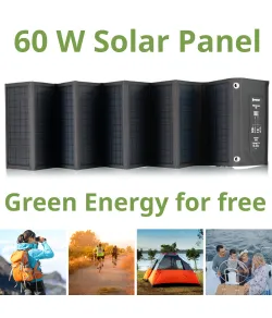 BRESSER Мобильное солнечное зарядное устройство 60 Вт с выходом USB и DC