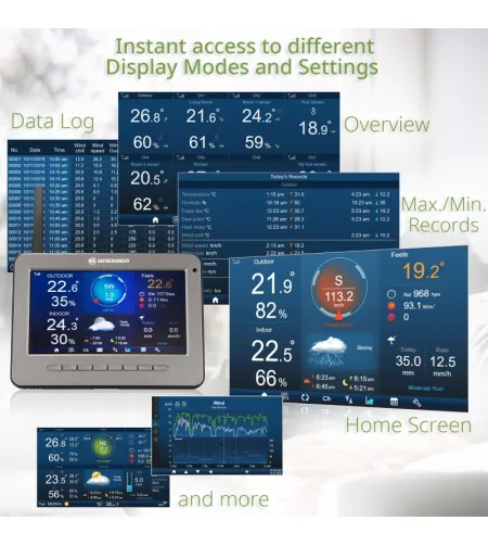 WIFI HD TFT professionaalne ilmakeskuse ilmajaam koos 7-in-1 anduriga