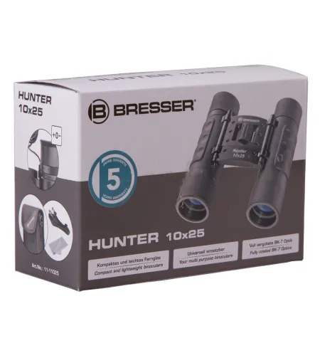 Bresser Hunter 10x25 Компактный, Влагостойкий, Карманный Бинокль с Призмой Руф .