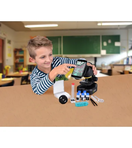 Mikroskops National Geographic 40x -640x ar eksperimenta komplektu un viedtālruņa adapteri
