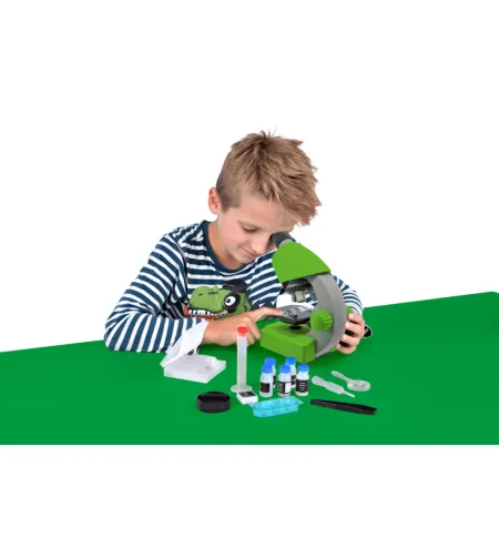 Микроскоп Bresser Junior 40x-640x, зеленый с экспериментальным комплектом, с адаптером для