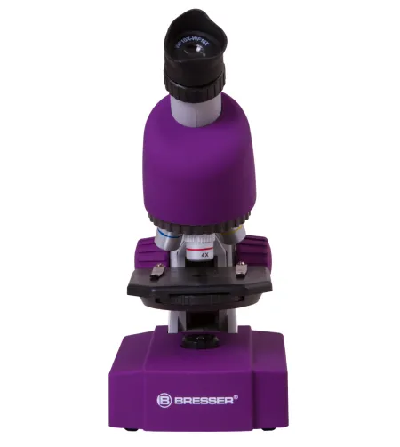 Microscope, Bresser Junior 40x-640x, violet with experiment kit, with phone adaptor