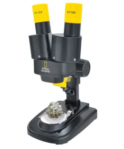 Binokuliarinis mikroskopas National Geographic 20x su mineralų mėginiais