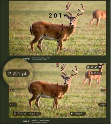 ATN AUXILIARY BALLISTIC LASER 1500 lāzera tālmērītājs