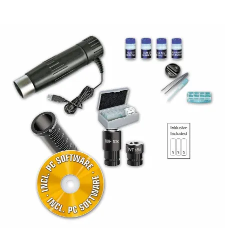Mikroskops BRESSER JUNIOR 40X-1024X ar okulāra kameru un eksperimentālo komplektu