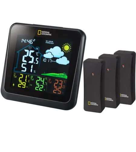 Weather Station with 3 Sensors, colour LCD, NATIONAL GEOGRAPHIC