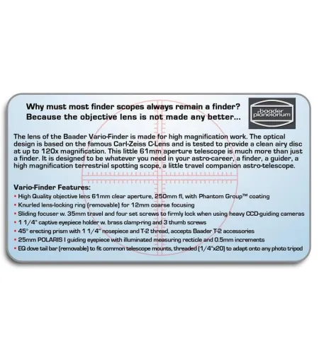 Finder scope with MQR IV bracket, 10x60, Vario-Finder, Baader