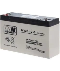 Svina akumulators, MW Power MWS 12-6 (6V, 12Ah) (4.8mm) VRLA (Valve Regulated Lead-Acid)