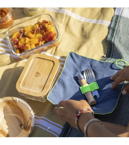 Picnic set with fork, spoon and Knife Nr.8 Stainless steel Opinel