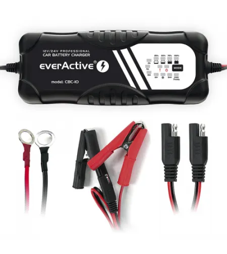 EverActive CBC-10 12V / 24V, 2-10A fully automatic charger for 7-300Ah batteries (car, mot