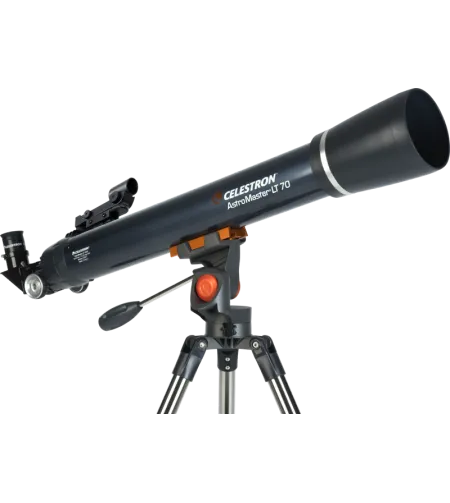 „Celestron Astromaster LT 70AZ&ldquo; su telefono adapteriu ir mėnulio filtru