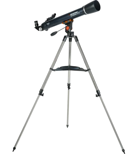 „Celestron Astromaster LT 70AZ&ldquo; su telefono adapteriu ir mėnulio filtru
